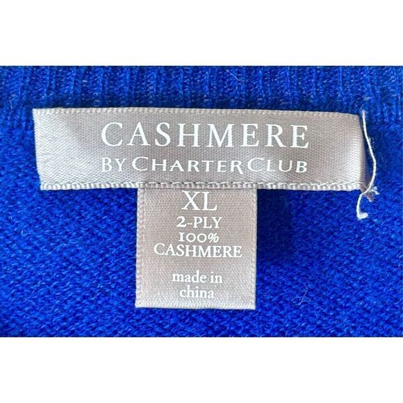 Charter Club Crewneck 100% Cashmere Timeless Blue Women's Sweater XL - Picture 6 of 10